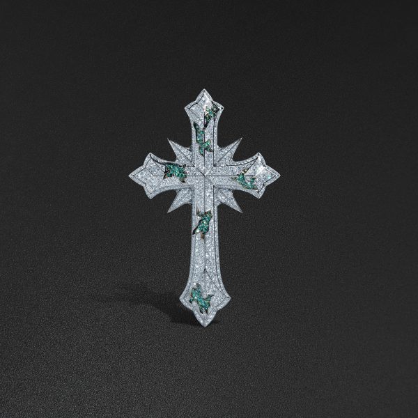 Corroded Faith Cross Pendant - Blue