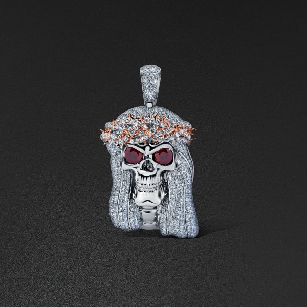 Large Skull Jesus Pendant - Two-Tone