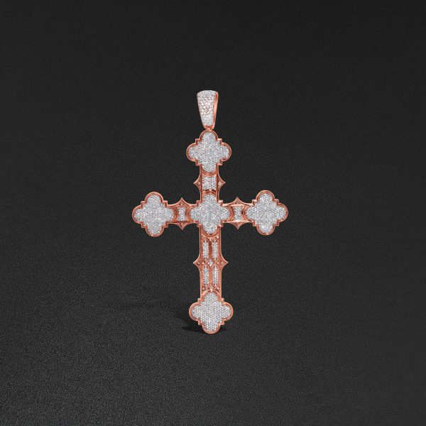 Large Notre Dame Cross Pendant - Rose