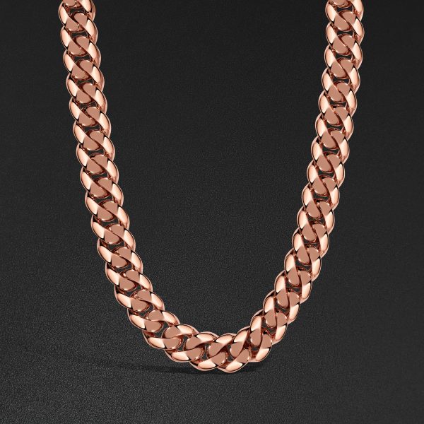 21mm AMNY Cuban Chain, Plain - Rose