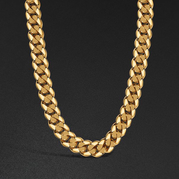 21mm AMNY Cuban Chain, Plain - Yellow