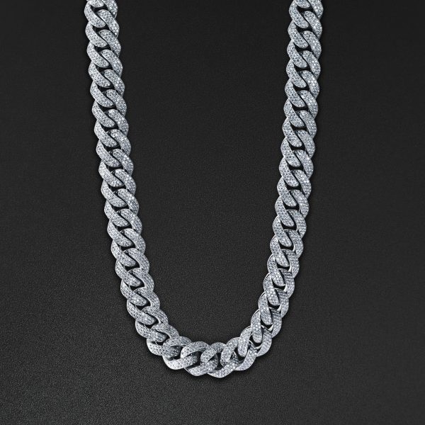 12mm AMNY Cuban Chain - White