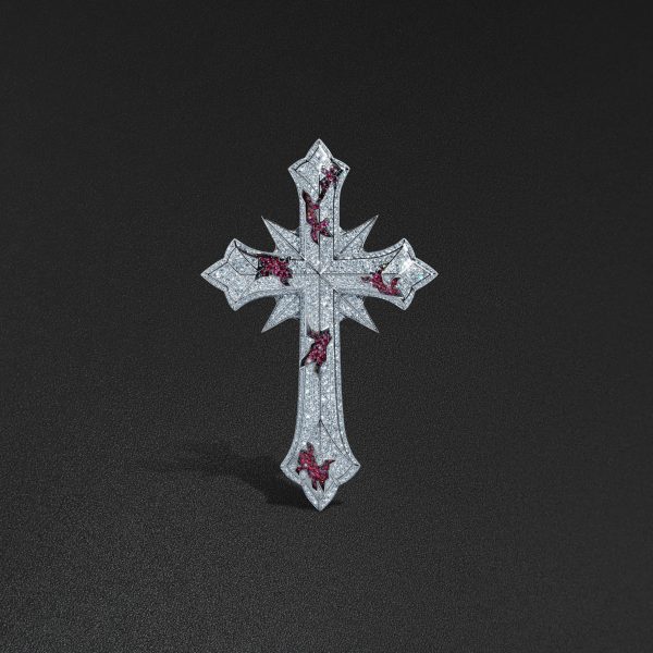 Corroded Faith Cross Pendant - Red