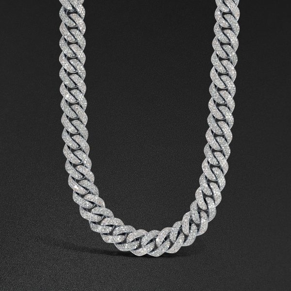 15mm AMNY Cuban Chain - White